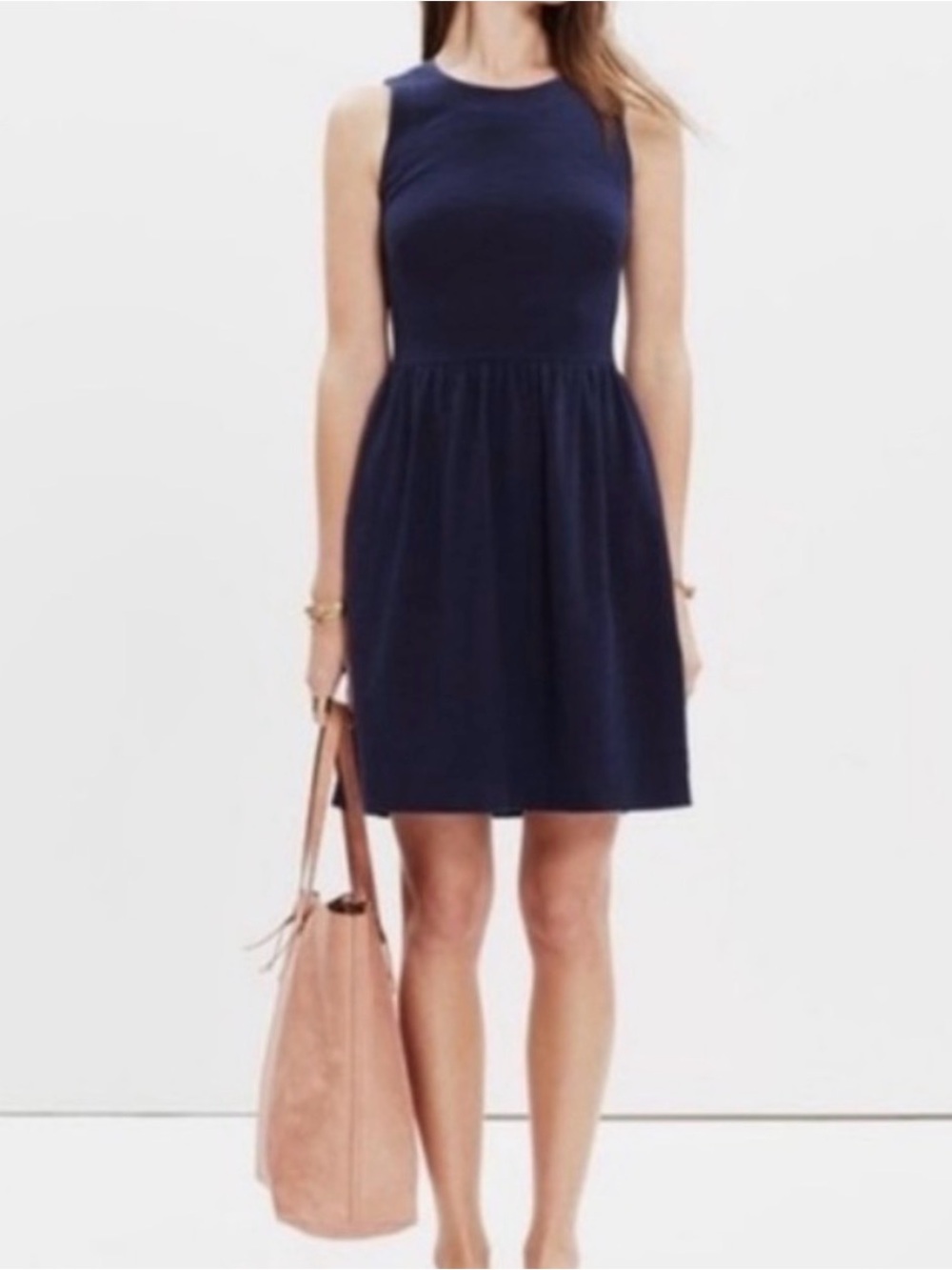 Madewell Navy Sleeveless Gathered Mini Dress